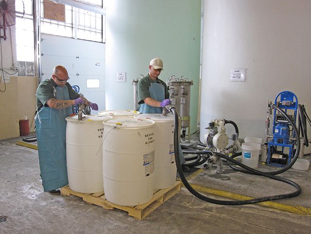 People incarcerated at the Great Meadow Correctional Facility in Comstock, NY, work to make Corcraft products. Great Meadow is where the hand sanitizer is being produced.